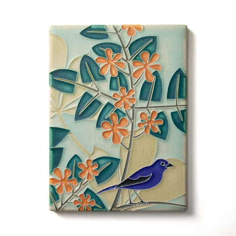 Motawi Tileworks - 6" x 8" Tile - 'Bluebird' (Orange/Red) #6828