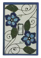 All Fired Up - Single Switchplate - "Blue Blossoms" #FL096
