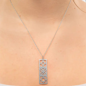 A Tea Leaf - Necklace - Retro Breezeblocks (Silver) #ATL-N-256-STA