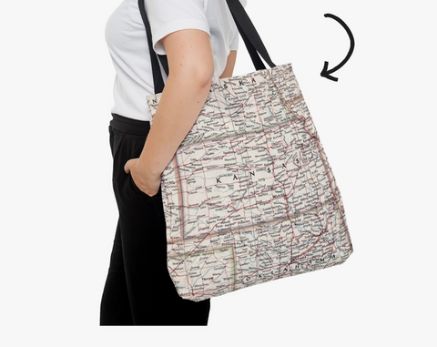 Daisy Mae Designs - Vintage Lawrence Street Map Tote Bag