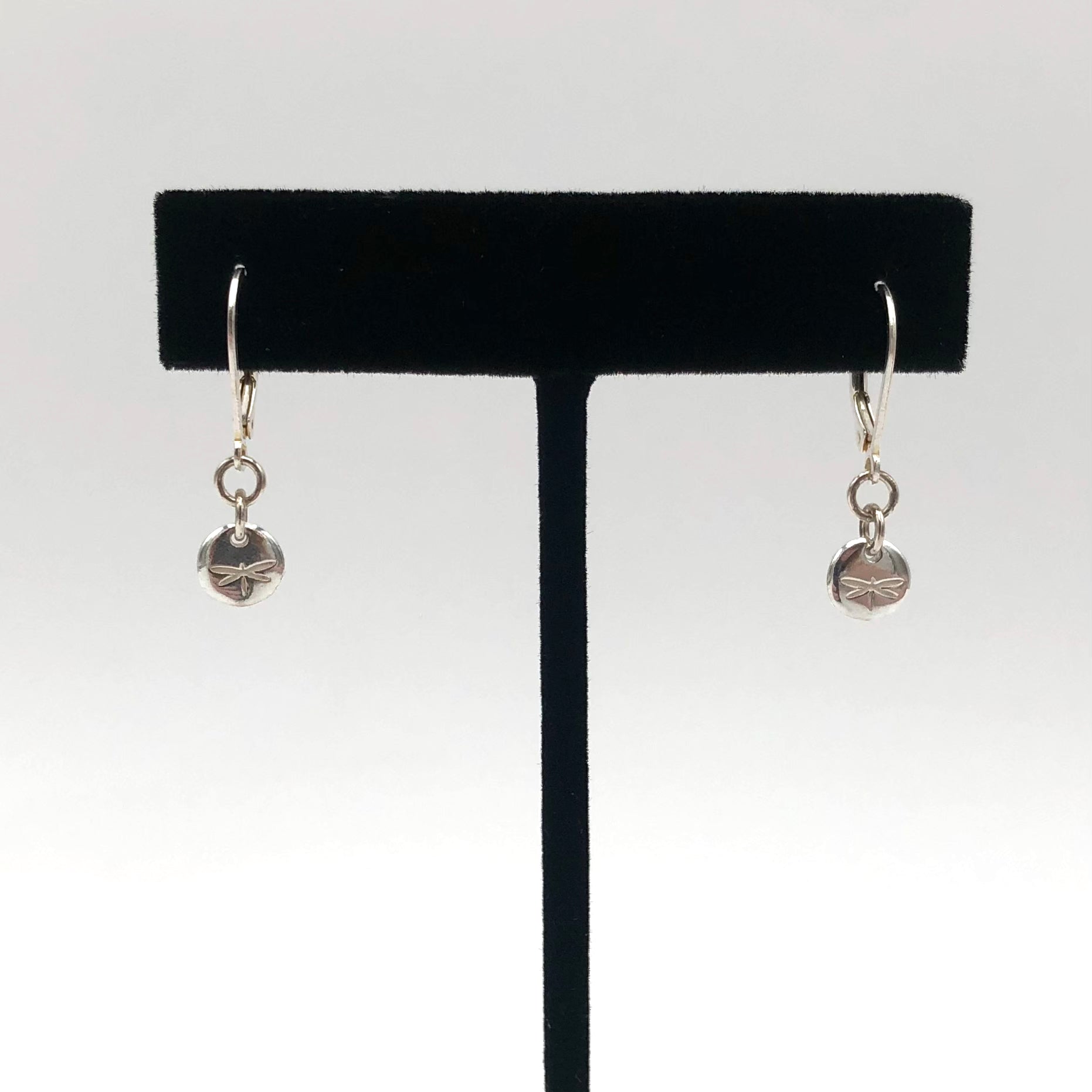 Dragonfly and Damsel Jewelry - Earrings - Leverback Stamped Dragonfly Charm (Sterling Silver)