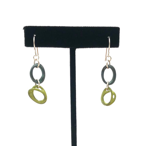 Dragonfly and Damsel Jewelry - Earrings - Blue & Green Enamel Ovals