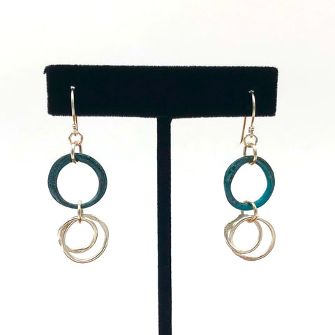 Dragonfly and Damsel Jewelry - Earrings - Sterling Silver & Teal Enamel Loops