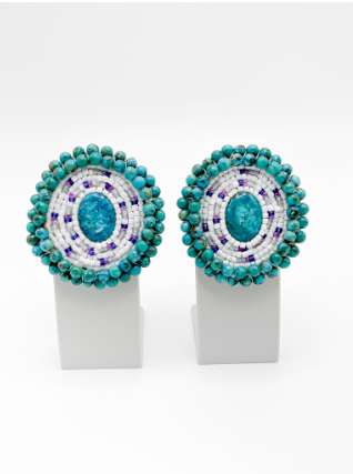 Dioica Jewelry Company - Earrings - Oval Beaded Cabochon