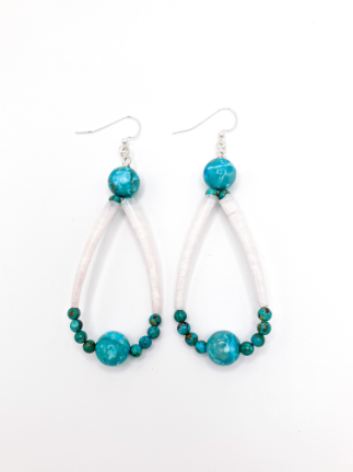 Dioica Jewelry Company - Earrings - 'Kaya' (Turquoise Beads on Dentilium Shells)