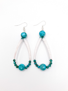 Dioica Jewelry Company - Earrings - 'Kaya' (Turquoise Beads on Dentilium Shells)