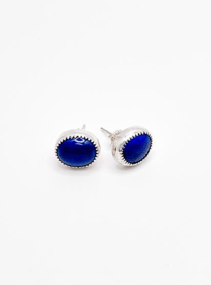 Dioica Jewelry Company - Earrings - 'Lia' (Oval Lapis Lazuli Cabochon)