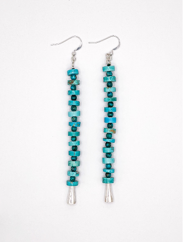 Dioica Jewelry Company - Earrings - 'Mai' (Stacked Turquoise Beads/Discs)