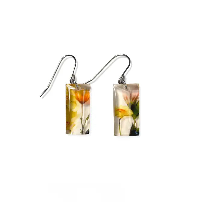 Black Drop Designs - Earrings - Small Rectangular (Bouquet)