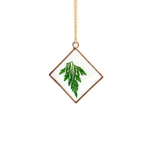 With Roots - Necklace - EcoResin Pendant - The Four Corners (Bronze, Fern)