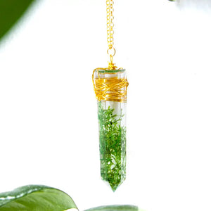 With Roots - Necklace - EcoResin Pendant - The Crystal (Gold)