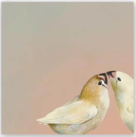 Mincing Mockingbird - Wings on Wood - 6" x 6" Woodblock Print - 'Finch Pair' #W1038