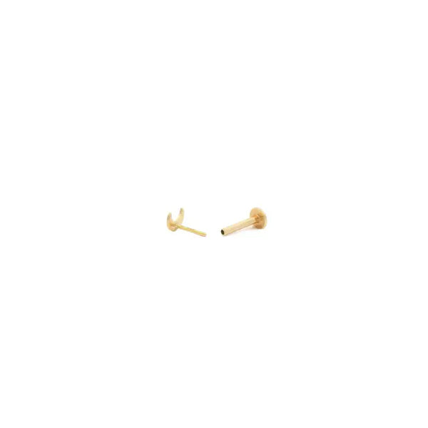 Kris Nations - Earrings - Flat Back Single Stud - Crescent Moon (14K Solid Gold) #E826-G-MOON