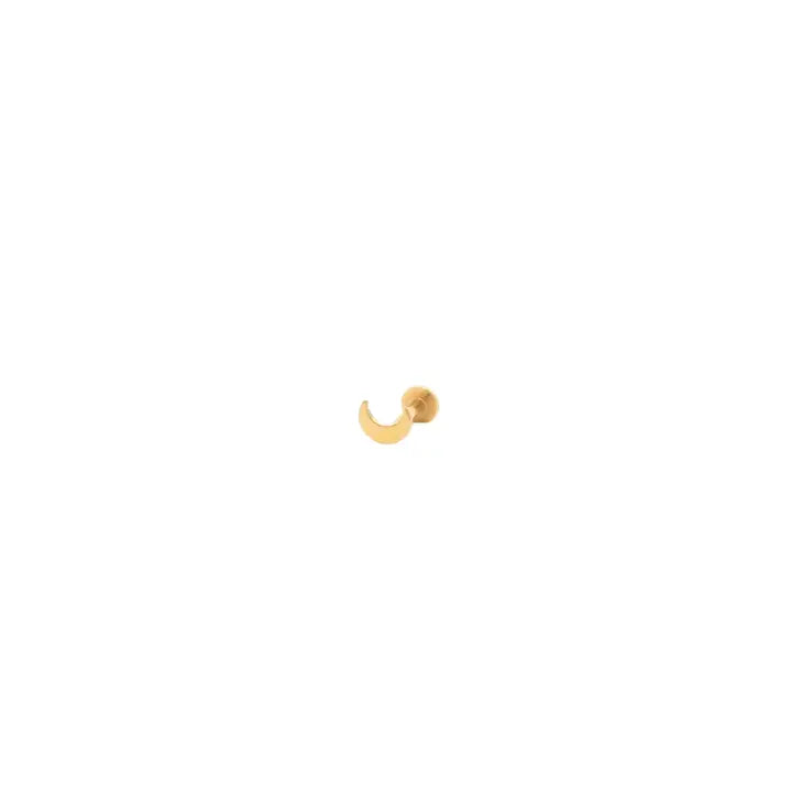 Kris Nations - Earrings - Flat Back Single Stud - Crescent Moon (14K Solid Gold) #E826-G-MOON