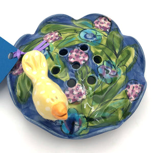Susan & Peter Stark - Ceramic Flower Frog (Blue)