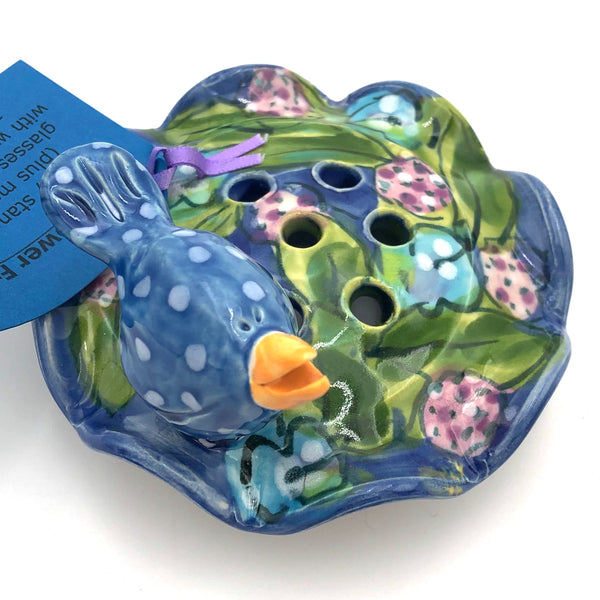 Susan & Peter Stark - Ceramic Flower Frog (Blue)