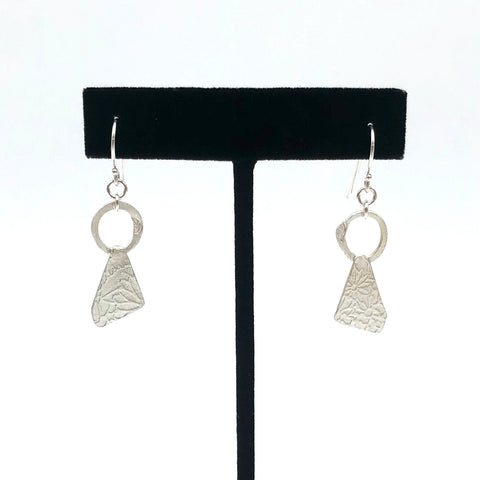 Dragonfly and Damsel Jewelry - Earrings - Silver Loop and Textured Triangle (Sterling Silver)