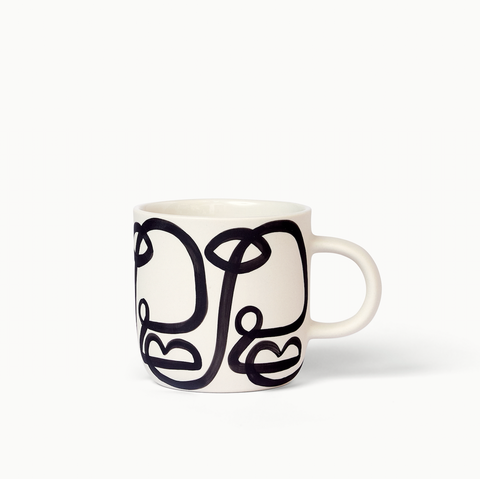 Franca NYC - Ceramic Mug (White, Black Cara) #MUG-BLK-CARA