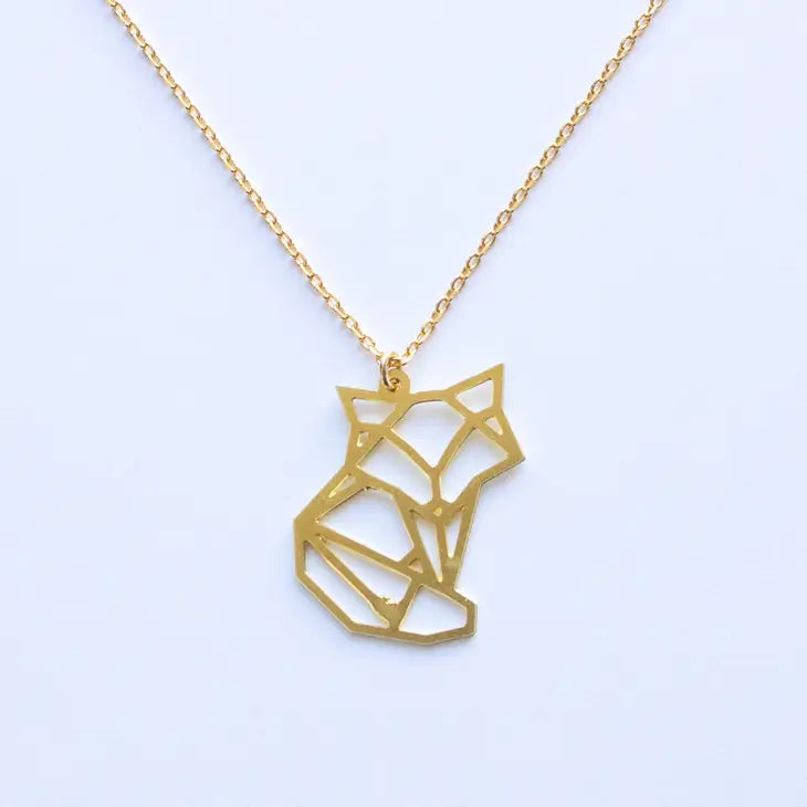 A Tea Leaf - Necklace - Geometric Fox (Gold) #ATL-N-176