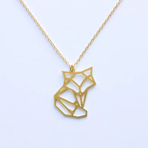 A Tea Leaf - Necklace - Geometric Fox (Gold) #ATL-N-176