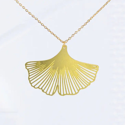A Tea Leaf - Necklace - Ginkgo Biloba Leaf (Gold) #ATL-N-135