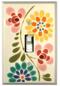 All Fired Up - Single Switchplate - "Glass Flowers"