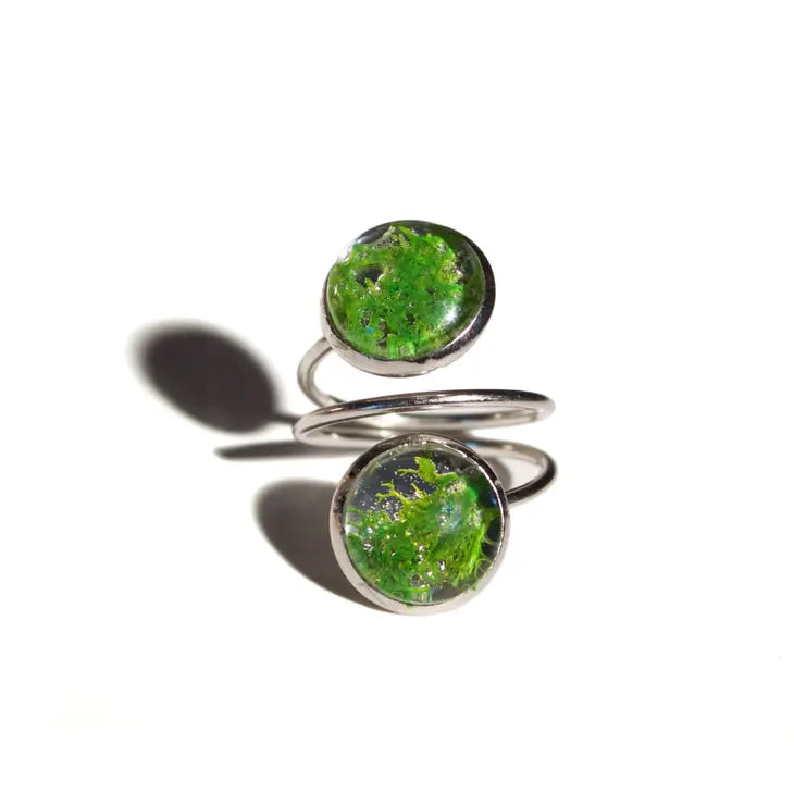 With Roots - Ring - Glass Moss Double Wrapped (Silver)