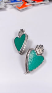 Amuck Design - Earrings - Flaming Heart Earrings (Green)