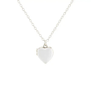 Kris Nations - Necklace - Enamel Heart Locket (White, Sterling Silver) #N743-S-WHT