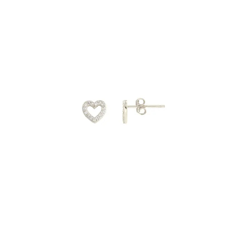 Kris Nations - Earrings - Crystal Heart Outline (Sterling Silver) #E770-S