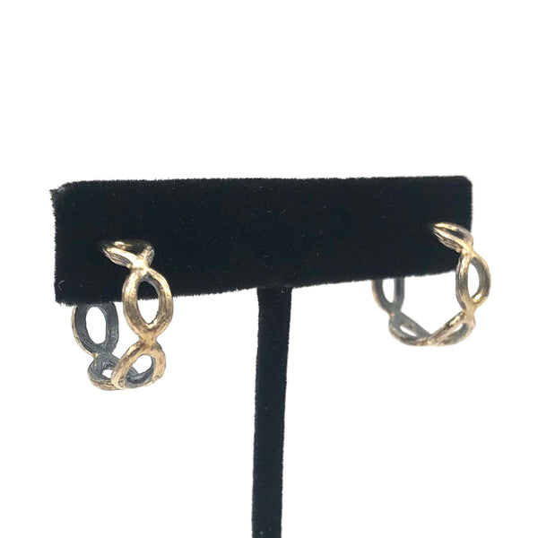 Jacob Keleher Jewelry - Earrings - Oxidized Sterling Silver & 18K Gold 'Infinity Hoops' #BGE107