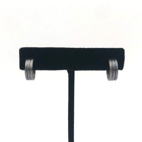 Jacob Keleher Jewelry - Earrings - Oxidized Sterling Silver 'Step Hoop' #BGE122