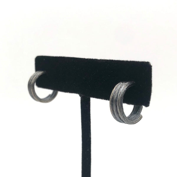 Jacob Keleher Jewelry - Earrings - Oxidized Sterling Silver 'Step Hoop' #BGE122