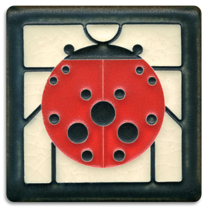 Motawi Tileworks - 4"x 4" Tile - 'Ladybug' (White) #4475