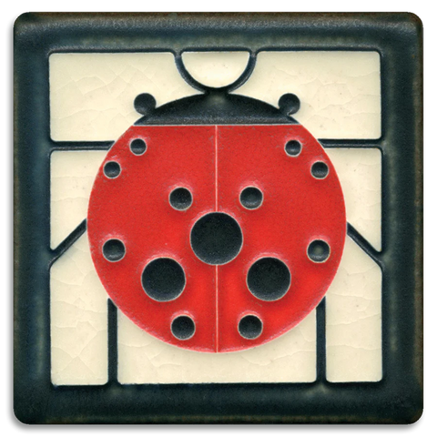 Motawi Tileworks - 4"x 4" Tile - 'Ladybug' (White) #4475