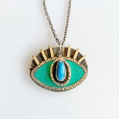Amuck Design - Necklace - Large Lagoon Eye (License Plate / Silver / Turquoise)