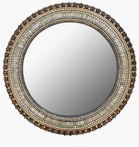 Zetamari Mosaic Artworks - 19" Round Mirror (Beige Bronze)