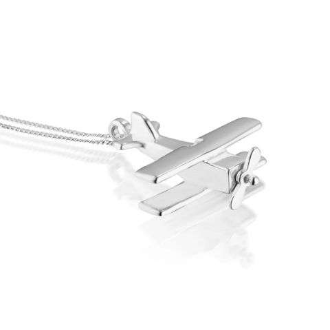 Serena Van Rensselaer Jewelry - Necklace - "L'avion" Biplane (Silver) #LPP35s