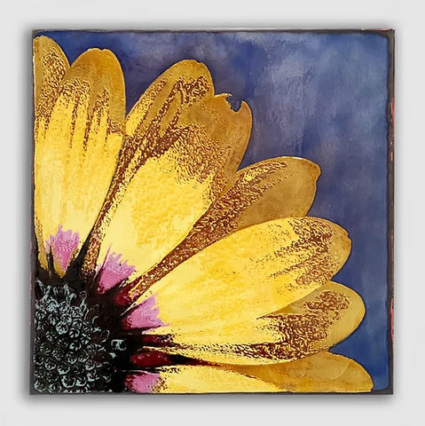 Llew - Spiritiles - Glass Over Copper - Special Edition Large Tile - "Lemon Symphony" #HLL-005