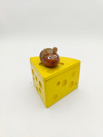 Rarebirds - Wooden Sculpture - Mouse on Cheese Box