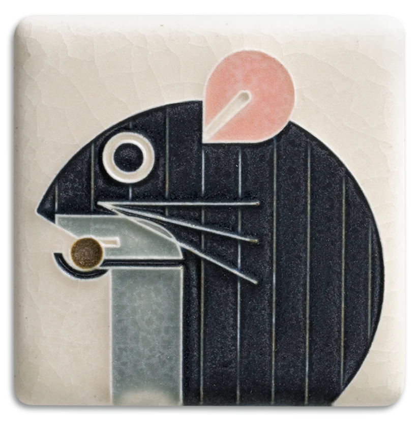 Motawi Tileworks - 3"x 3" Tile - 'Mouse' (Bone) #3375