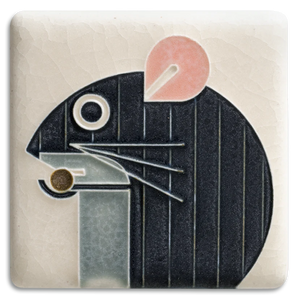 Motawi Tileworks - 3"x 3" Tile - 'Mouse' (Bone) #3375