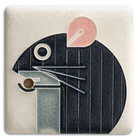 Motawi Tileworks - 3"x 3" Tile - 'Mouse' (Bone) #3375