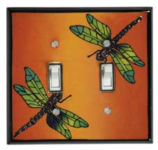 All Fired Up - Double Switchplate - "Multicolor Dragonfly" #CO137D