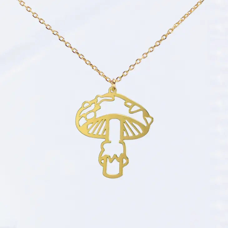 A Tea Leaf - Necklace - Mushroom (Gold) #ATL-N-240