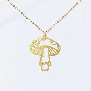 A Tea Leaf - Necklace - Mushroom (Gold) #ATL-N-240