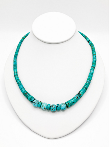 Dioica Jewelry Company - Necklae - 'Maleah' (Turquoise Beads/Discs)