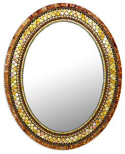 Zetamari Mosaic Artworks - 12"x15" Oval Mirror (Golden Bronze)