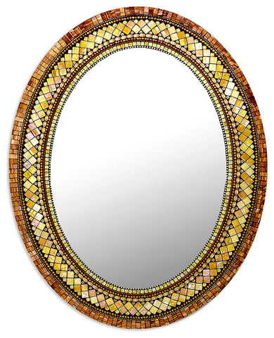 Zetamari Mosaic Artworks - 12"x15" Oval Mirror (Golden Bronze)