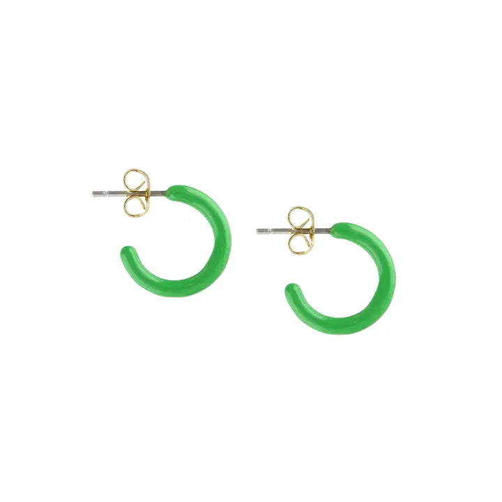 Kris Nations - Earrings - Petite Palette Enamel Post Hoop (Green) #E772-GRN
